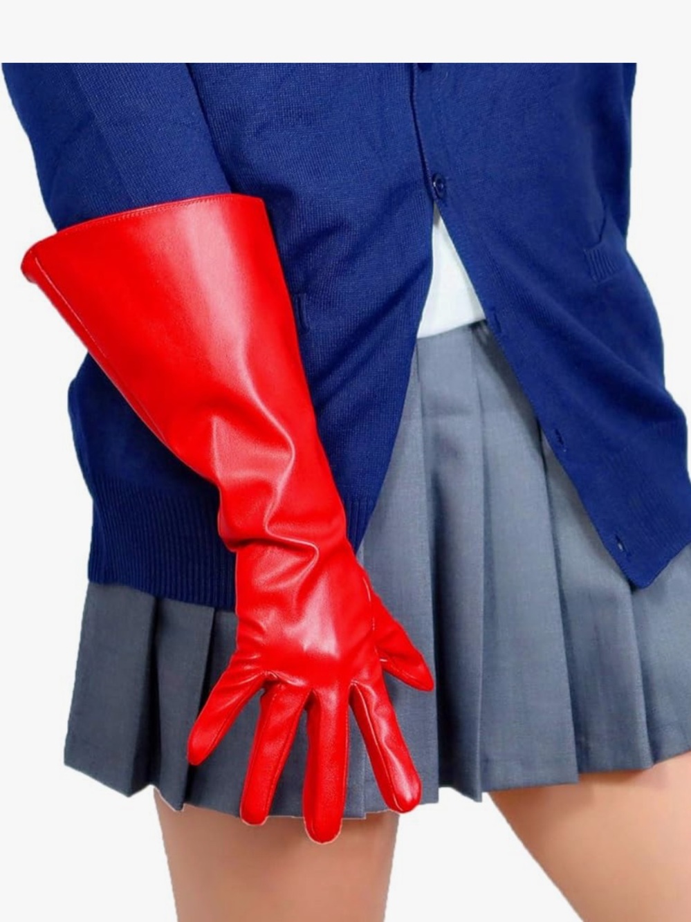 DooWay Unisex Wide PUFF GLOVES Size L, Faux PU Leather Latex